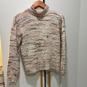 LOFT Spacedye Textured mock Turtleneck Sweater